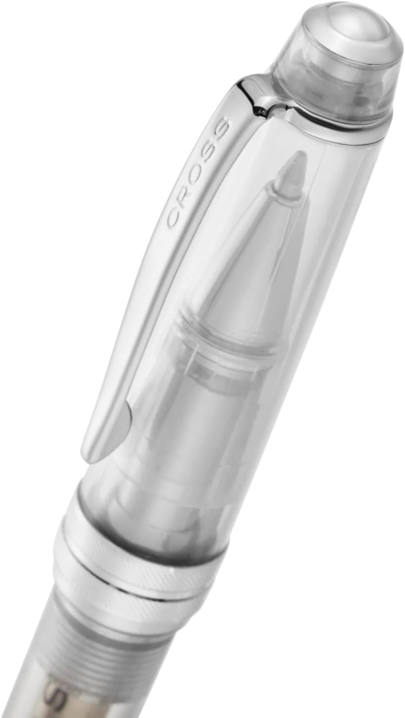 Cross Bailey Light Translucent Ballpoint Pen Refill 8562-1 Black Line Width M - Medium, Indelible, Cap Model, Premium Gift Packaging, Translucent Clear/Chrome
