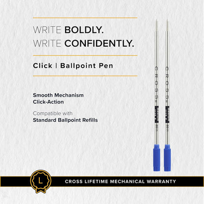 Cross Click Tuxedo Satin Metallic Blue with Black Appointments Ballpoint Pen