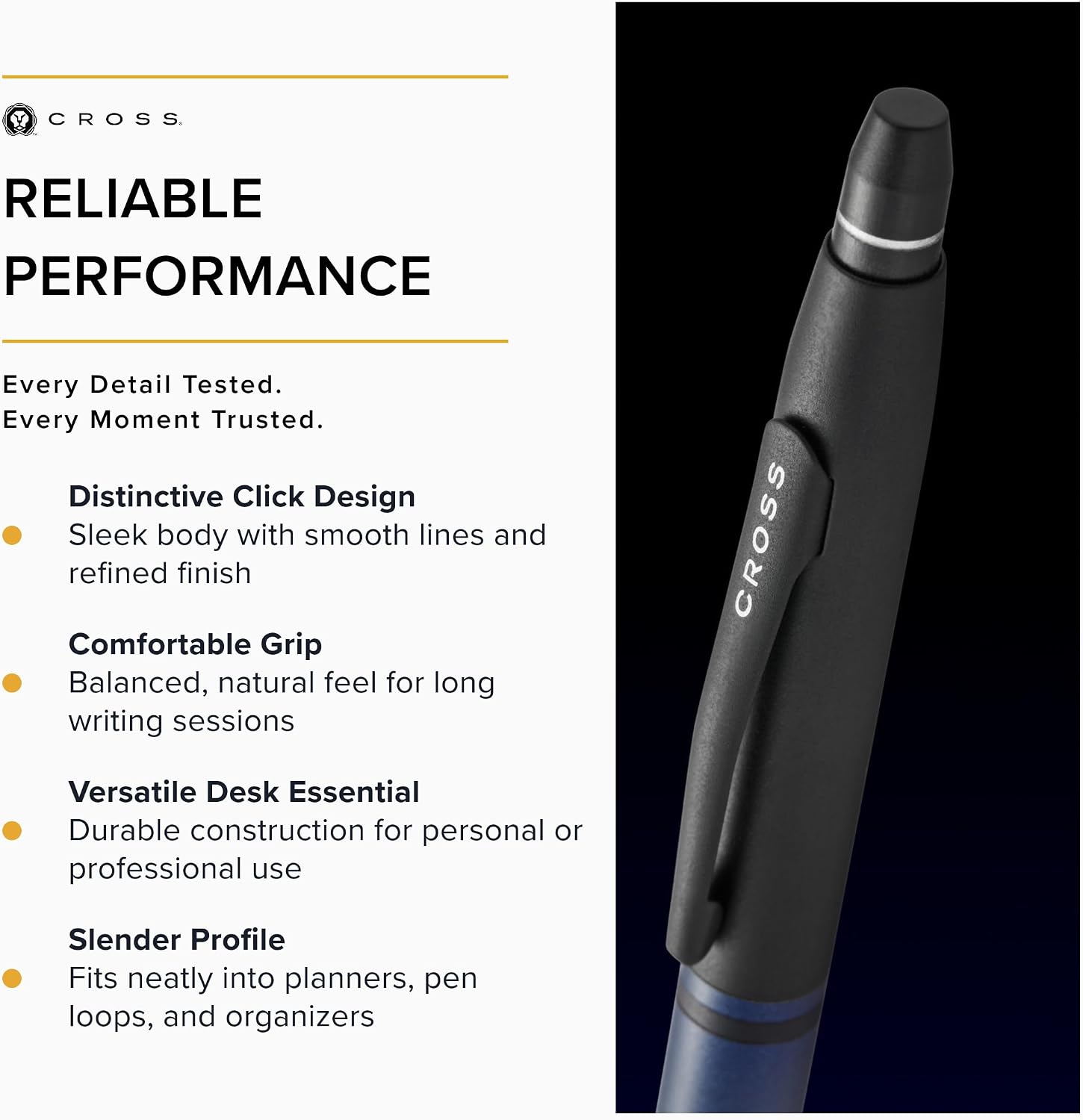 Cross Click Tuxedo Satin Metallic Blue with Black Appointments Ballpoint Pen