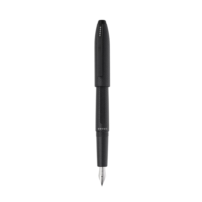 Cross Prism Obsidian Black Resin with Polished Black Appointments and Polished Chrome Stainless Steel Fine Nib Fountain Pen
