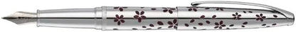 Cross ATX Cherry Blossom Polished Chrome with Polished Chrome Trim Fountain Pen - Medium Nib