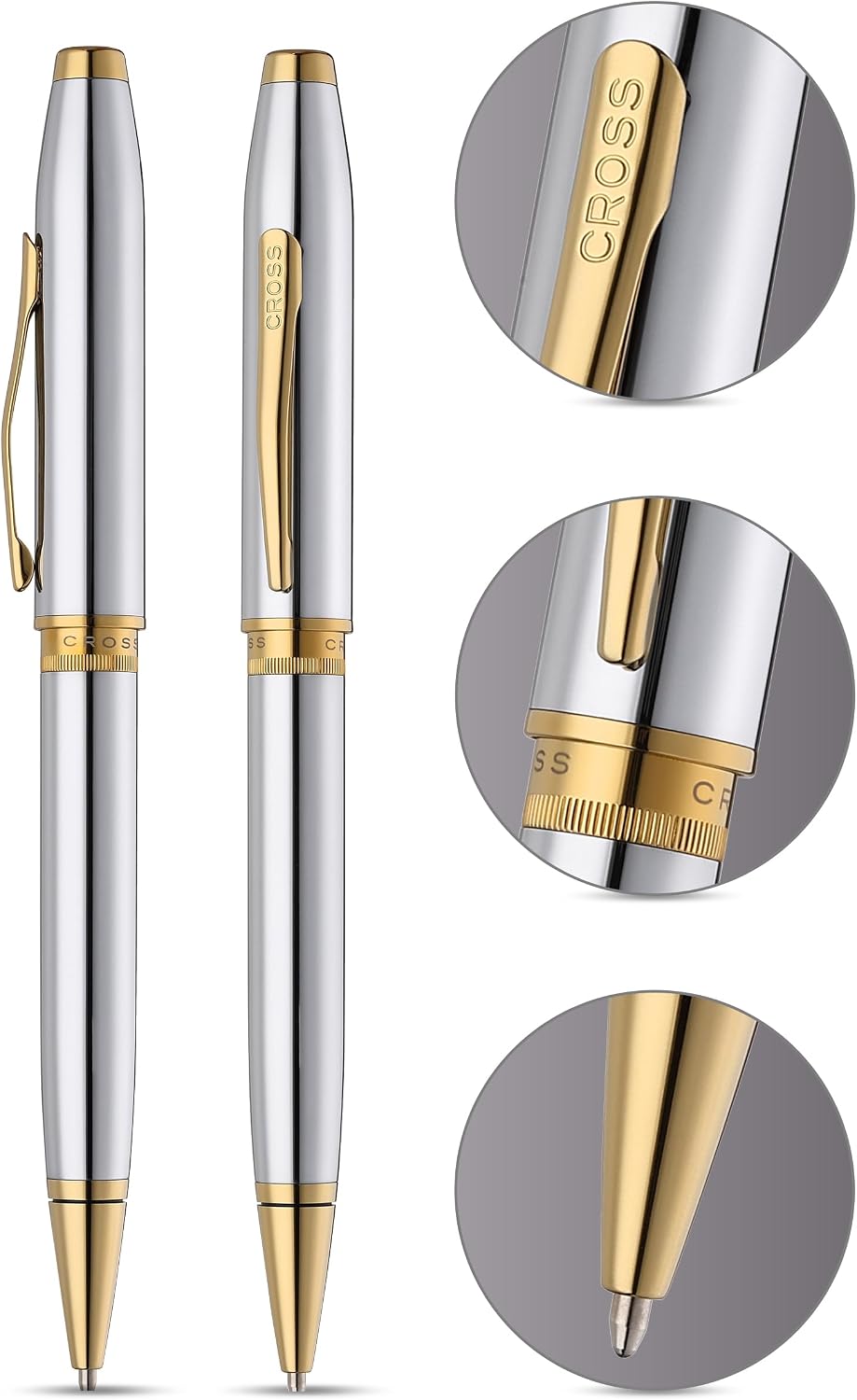 Cross Foundry Polished Chrome with PVD Gold Appointments Ballpoint Pen