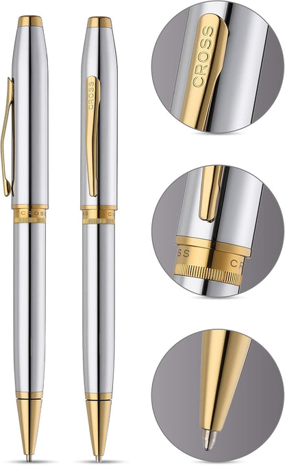 Cross Foundry Polished Chrome with PVD Gold Appointments Ballpoint Pen