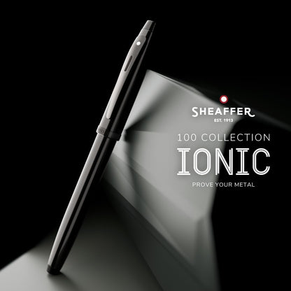 Sheaffer 100 x Rollerball Pens | E9375 Ionic Glossy Grey with PVD Edges | Premium Rollerball Pen