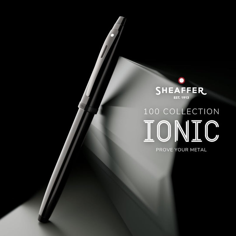 Sheaffer 100 x Rollerball Pens | E9375 Ionic Glossy Grey with PVD Edges | Premium Rollerball Pen