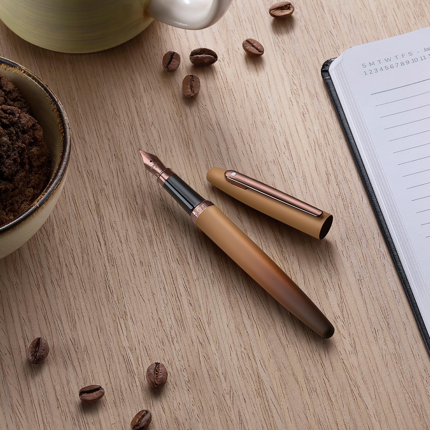 Sheaffer VFM 9428 Coffee Edition Matte Brown Royal PVD Trim Fine Point Premium Pen