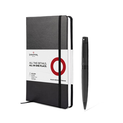 Sheaffer Gift Set 300 | G9343 Matte Black with Polished Black Trim Ballpoint Pen with Medium Notebook | Premium Gift Set