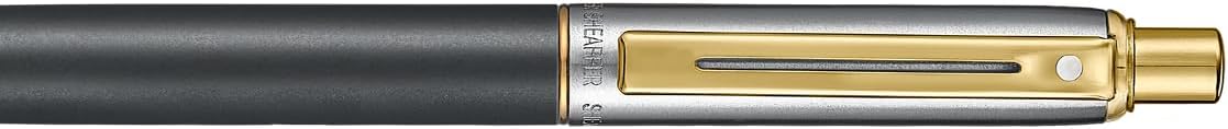 Sheaffer Sentinel Metal 334 Matte Black Barrel and Brushed Chrome Cap Ballpoint Pen with Gold Trims