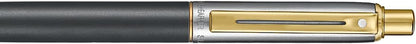 Sheaffer Sentinel Metal 334 Matte Black Barrel and Brushed Chrome Cap Ballpoint Pen with Gold Trims