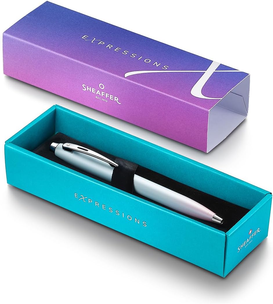Sheaffer Expressions 100 Pen, Blue and Purple Pearlised Gradient, Metal with Chrome-Plated Trims, Medium Point, Refillable (Ballpoint Pen