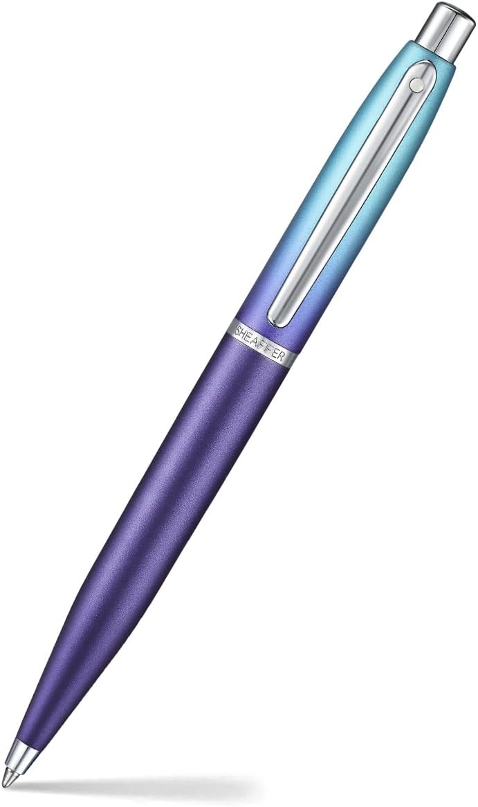 Sheaffer Expressions Gift Set VFM 9430 Blue and Purple Pearlised Gradient Ballpoint Pen with Genuine Leather Card Case