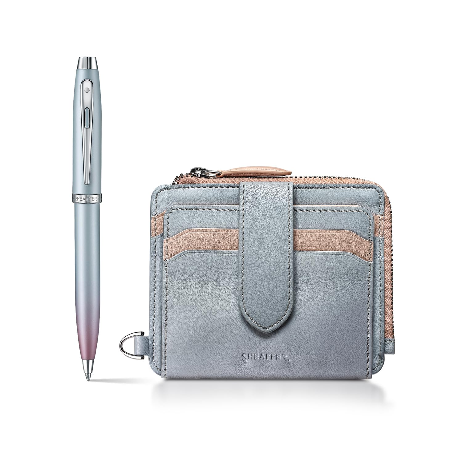 Sheaffer 100 Pearlised Gradient Ballpoint Pen with Chrome Trim, Jelly Pastel Credit Card Gift Set