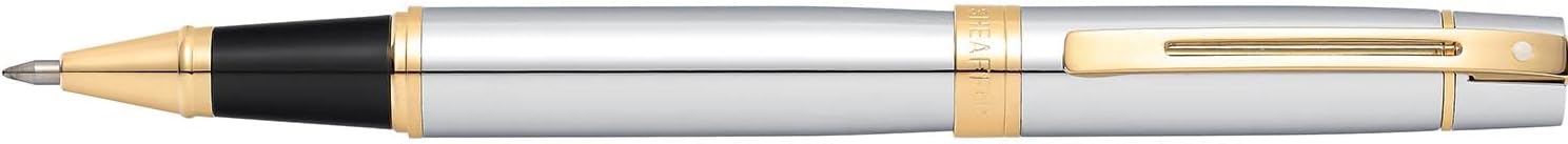 Sheaffer 300 - refillable rollerball pen, polished chrome, gold-tone trim