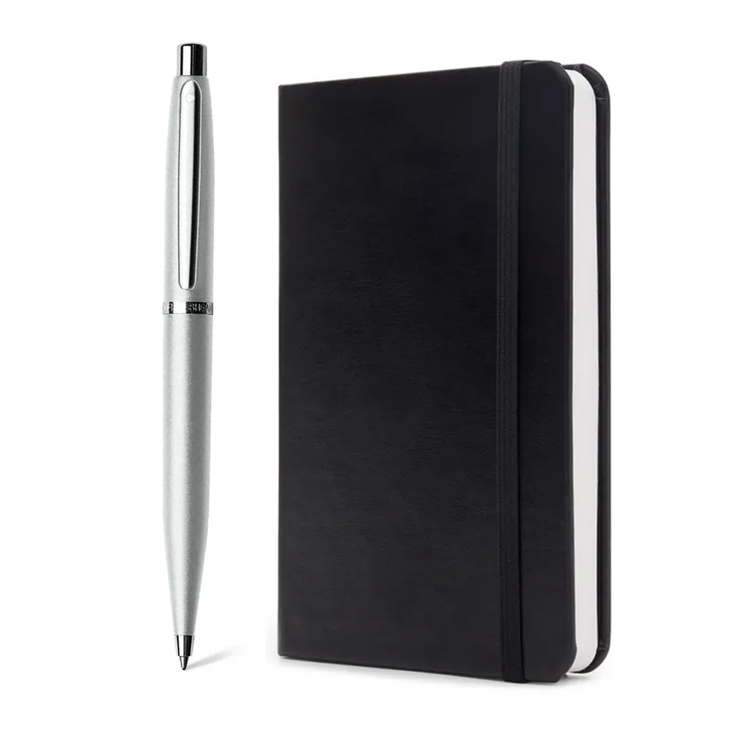 Sheaffer Gift Set VFM 9400 Strobe Silver Ballpoint Pen with Small Notebook and Chrome Trims