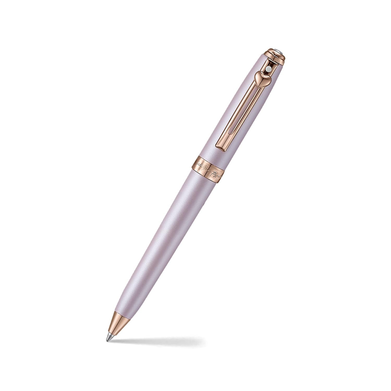 Sheaffer Emily in Paris Prelude Mini 9810 Ballpoint Pen, Pastel Pink with PVD Rose Gold Trims, Heart Emblem and Crystal (Ballpoint Pen