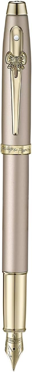 Sheaffer 100 Emily in Paris 9377 Collection, Champagne Gold Pen with PVD Gold Trims, Bow-Shaped Clip. (Fountain, Medium