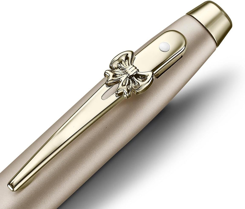 Sheaffer 100 Emily in Paris 9377 Collection, Champagne Gold Pen with PVD Gold Trims, Bow-Shaped Clip. (Fountain, Medium