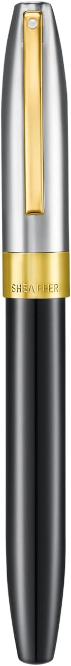 Sheaffer Legacy 9065 Fountain Pen, Bi-Color Black Tuxedo Medalist, 14KT PVD Gold Medium Inlaid Nib, with Leather Pouch and Luxury Gift Box