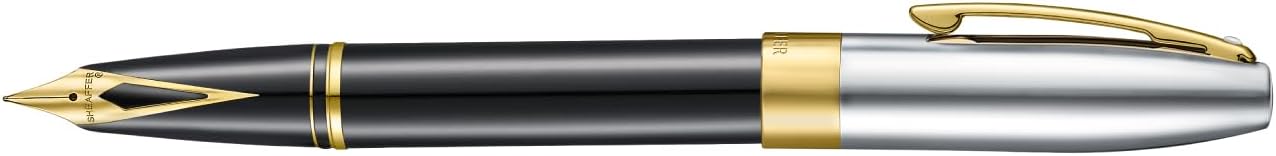 Sheaffer Legacy 9065 Fountain Pen, Bi-Color Black Tuxedo Medalist, 14KT PVD Gold Medium Inlaid Nib, with Leather Pouch and Luxury Gift Box