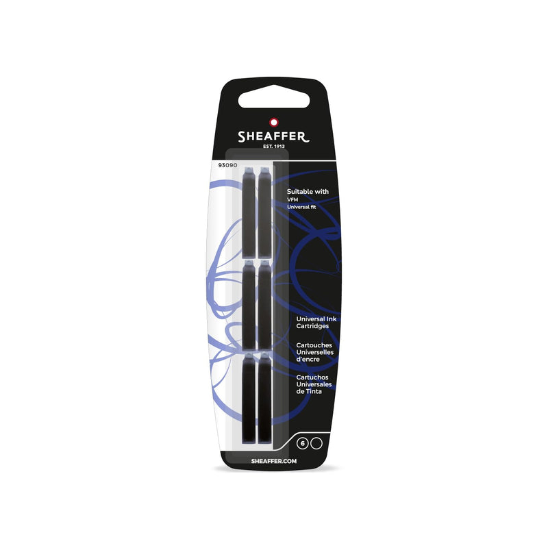 Sheaffer 93090 VFM Euro Fit Cartridges - Black (Pack of 6