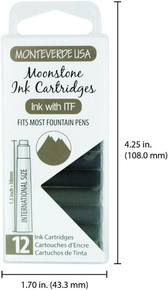 Monteverde G305MS 12 Standard Ink Cartridges - Moonstone