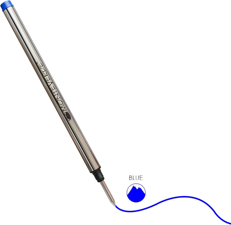 Monteverde Fine Point Refill for Montblanc Roller Ball Pens - Blue (Pack of 2