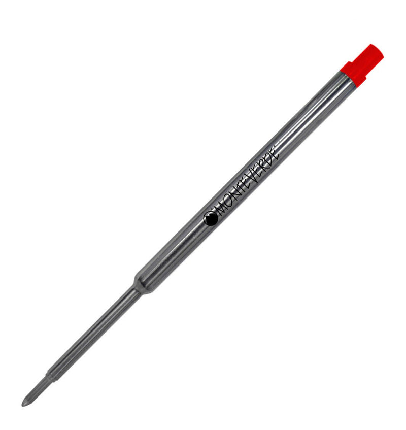 Monteverde Medium Point Ballpoint Soft Roll Refill for Waterman Ballpoint Pens - Red (Pack of 2