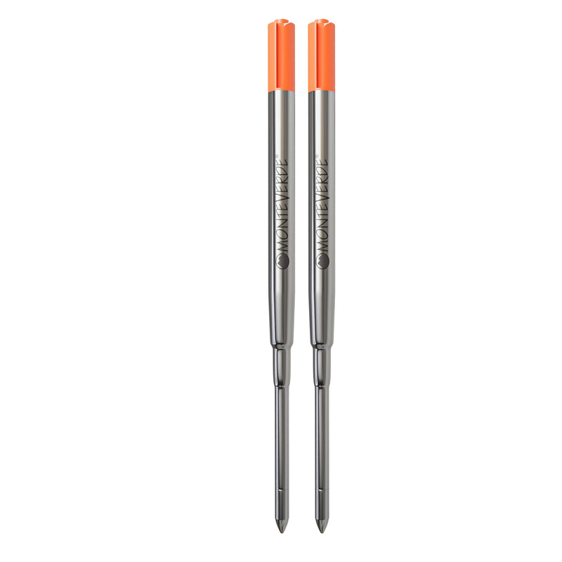 Monteverde Medium Point Ballpoint Soft Roll Refill for Sheaffer Ballpoint Pens - Orange (Pack of 2