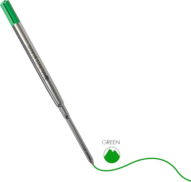 Monteverde Medium Point Ballpoint Soft Roll Refill for Sheaffer Ballpoint Pens - Green (Pack of 2