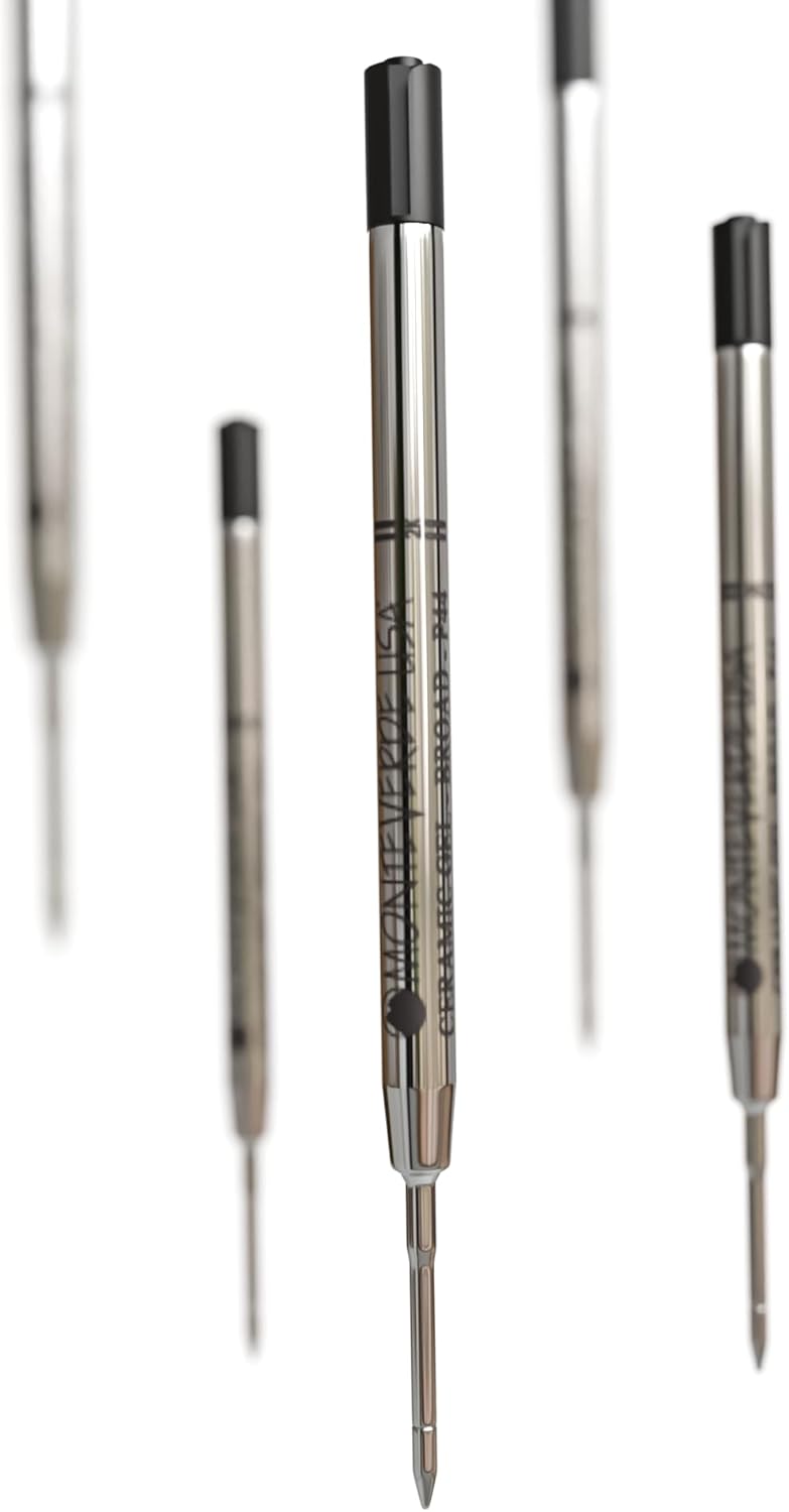 Monteverde Broad Point Capless Ceramic Gel Refill for Parker Ballpoint Pens - Black (Pack of 2