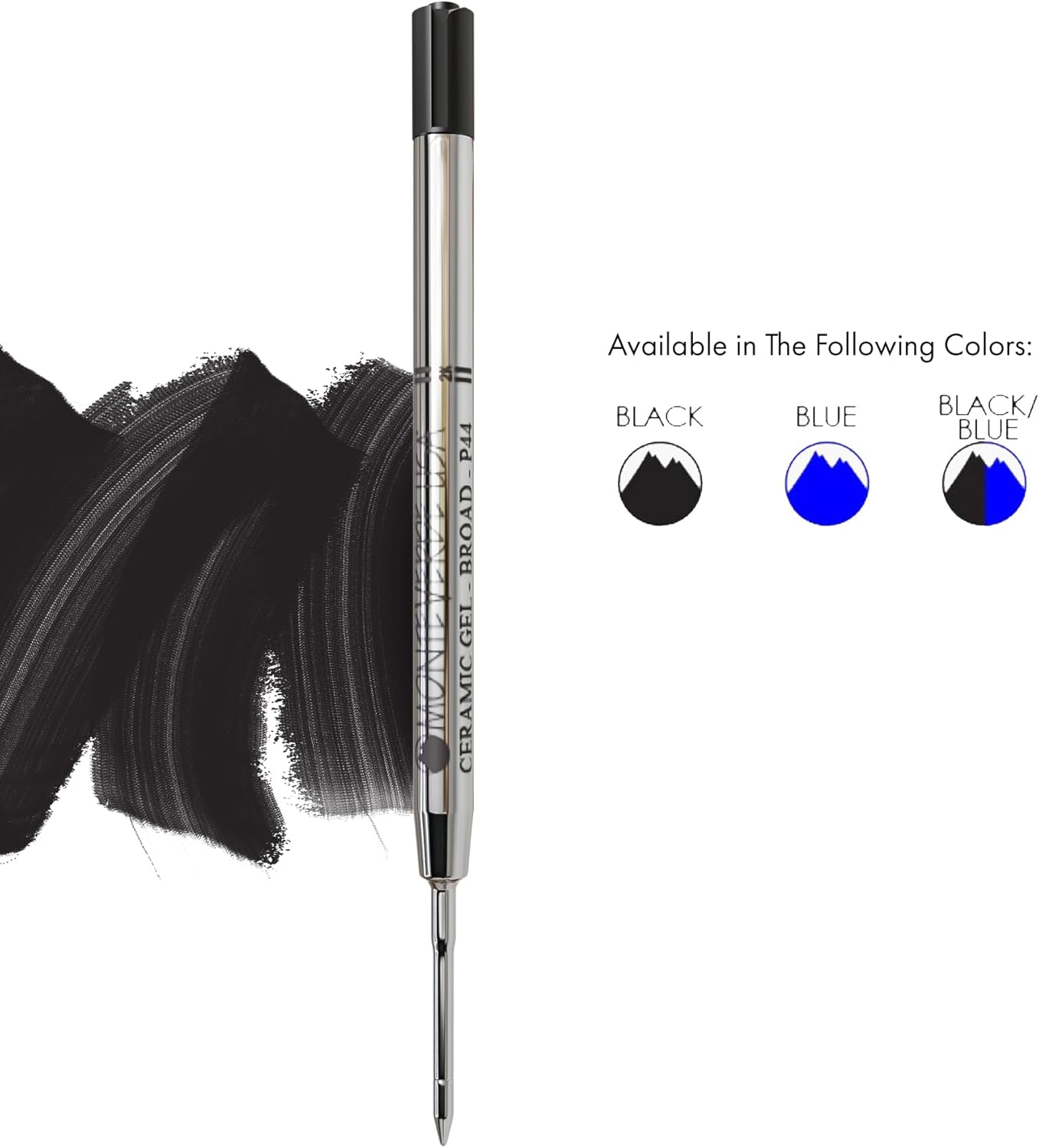 Monteverde Broad Point Capless Ceramic Gel Refill for Parker Ballpoint Pens - Black (Pack of 2