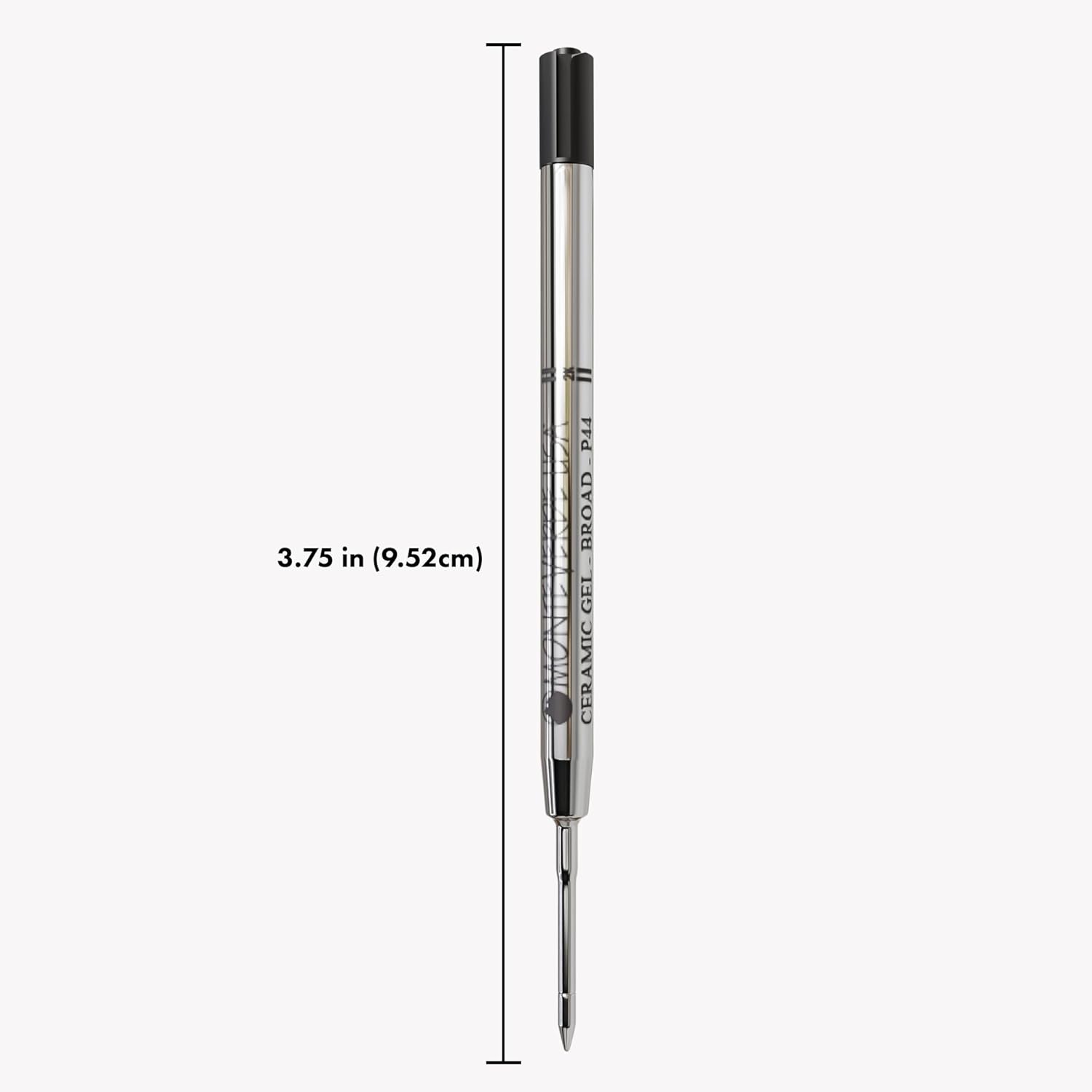 Monteverde Broad Point Capless Ceramic Gel Refill for Parker Ballpoint Pens - Black (Pack of 2