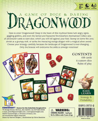 Gamewright | Dragonwood Game | Board Game | Ages 8+ | 2-4 Players | 2 Minutes Playing Time, Orange,silver,white