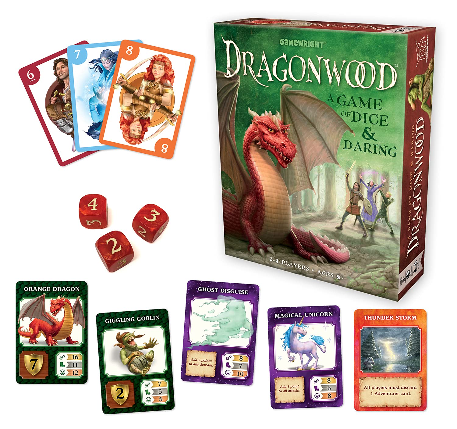 Gamewright | Dragonwood Game | Board Game | Ages 8+ | 2-4 Players | 2 Minutes Playing Time, Orange,silver,white