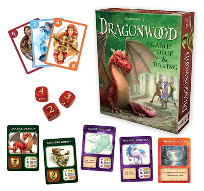 Gamewright | Dragonwood Game | Board Game | Ages 8+ | 2-4 Players | 2 Minutes Playing Time, Orange,silver,white