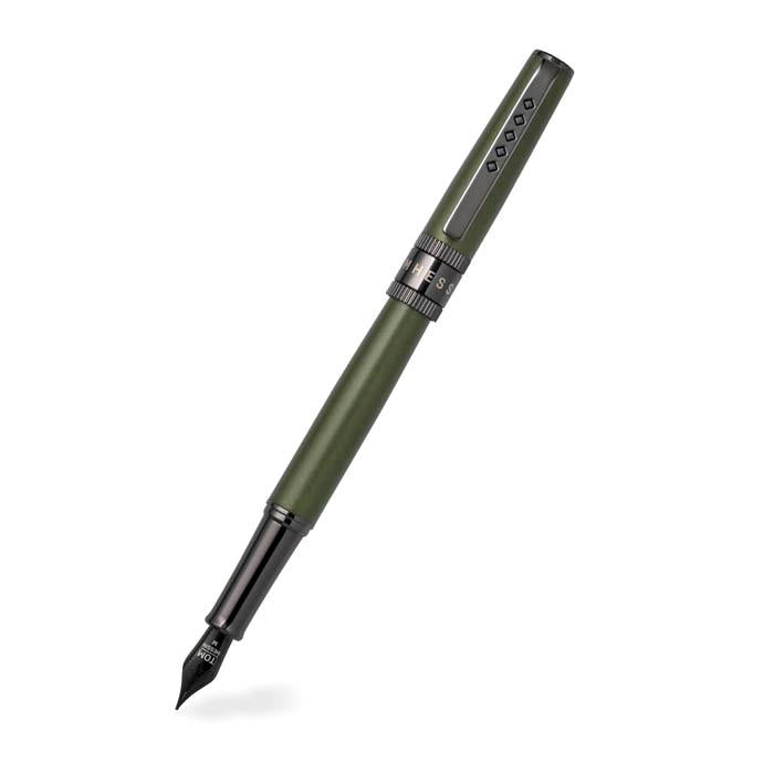 Tom Hessin Rebel Collection Garrison Green Fountain Pen With Gunmetal Trim & PVD Black Extra Fine Nib