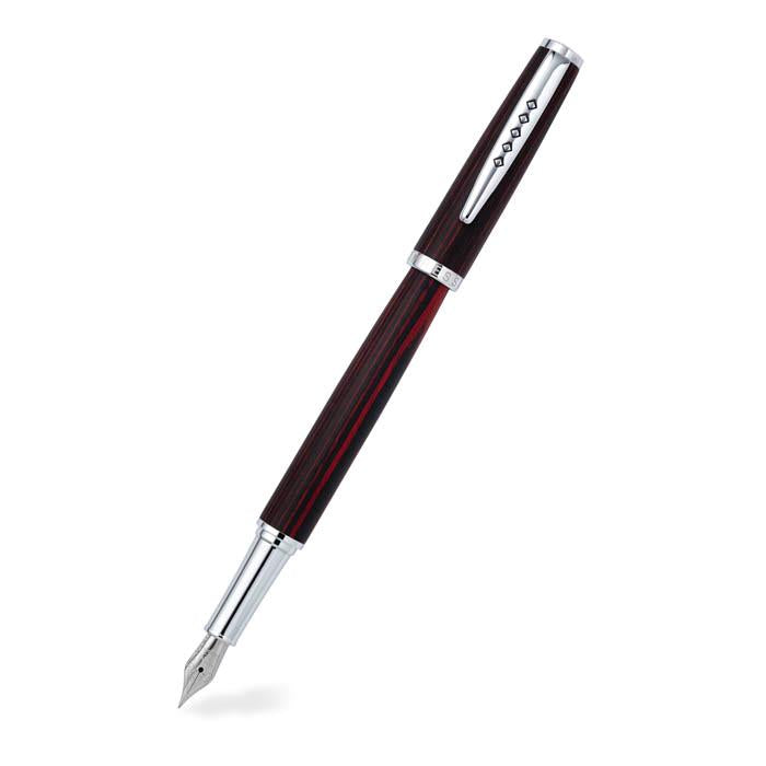 Tom Hessin Edinburgh Collection Forth Bridge Red Fountain Pen With Chrome Trim & Stainless Steel Medium Nib
