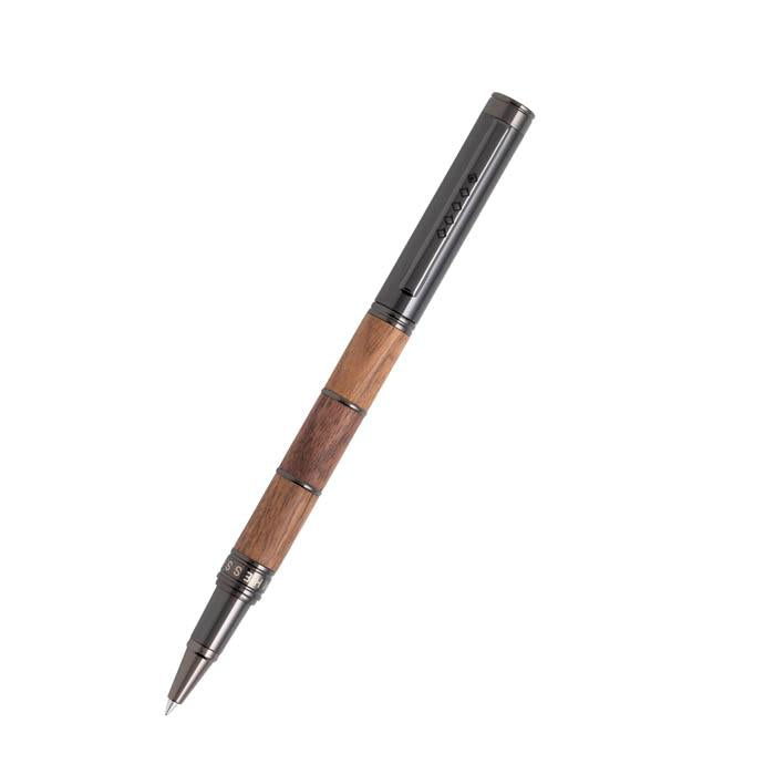 Tom Hessin Revolution Collection Rustic Rollerball Pen with Wooden Barrel & Gunmetal Trim