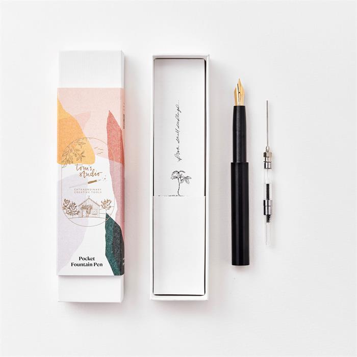 Tom's Studio Pocket Fountain Pen - Black - V2 - SemiFlex Nib