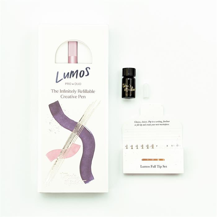 Tom's Studio Lumos Refillable Fineliner & Brush Pen - Duo Tip - Rose Gold (New Packaging)