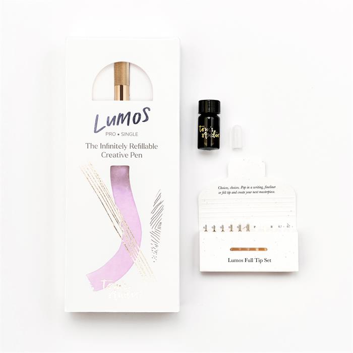 Tom's Studio Lumos Refillable Fineliner & Brush Pen - Single Tip - Brass (New Packaging)