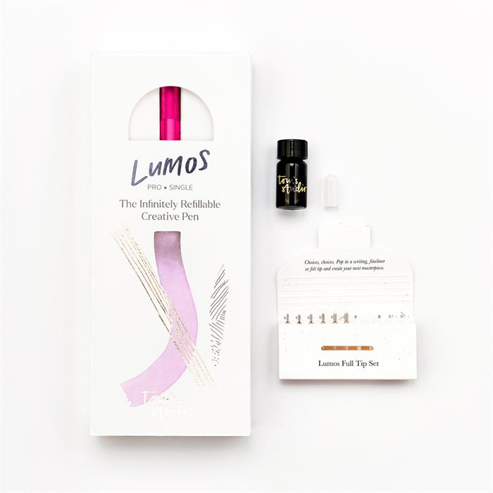 Tom's Studio Lumos Refillable Fineliner & Brush Pen - Single Tip - Raspberry