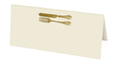 Original Crown Mill - The Art of the Table - 6 Pack Place Cards - Smooth - Double - 17.0x23.0cm/2 - 300gsm - Cellophane Wrapped - Cream - gold cutlery