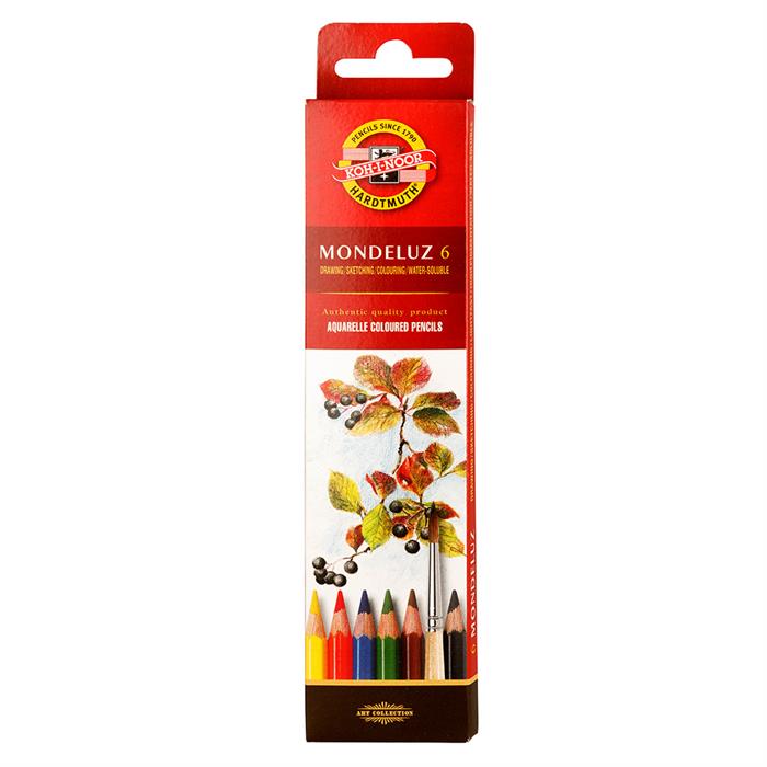 Koh I Noor set of MONDELUZ aquarelle coloured pencils 3715 - pack of 6 pencils - Fruit Design