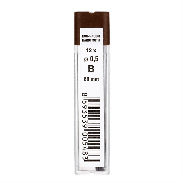 Koh I Noor fine graphite leads 0.5mm x 60mm 4152 B - pack of 12 leads