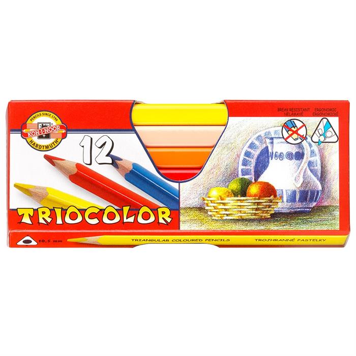 Koh I Noor set of 12 jumbo triangular coloured pencils 3152 - Fruit Design