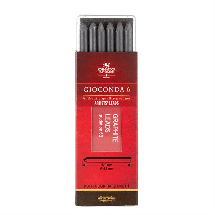 Koh I Noor GIOCONDA graphite leads 5.6mm x 120mm 4865 6B - pack of 6 leads