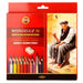 Koh I Noor set of MONDELUZ aquarelle coloured pencils 3712 - pack of 36 pencils - Sitting Man Design