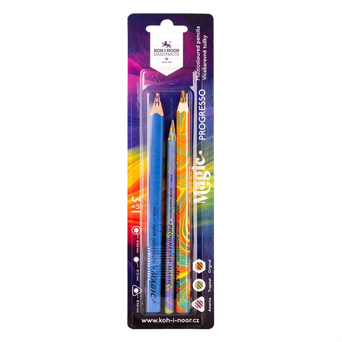 Koh I Noor set of MAGIC special coloured pencils - assorted -  9038 - blistercard of 3 pencils (New Packaging)