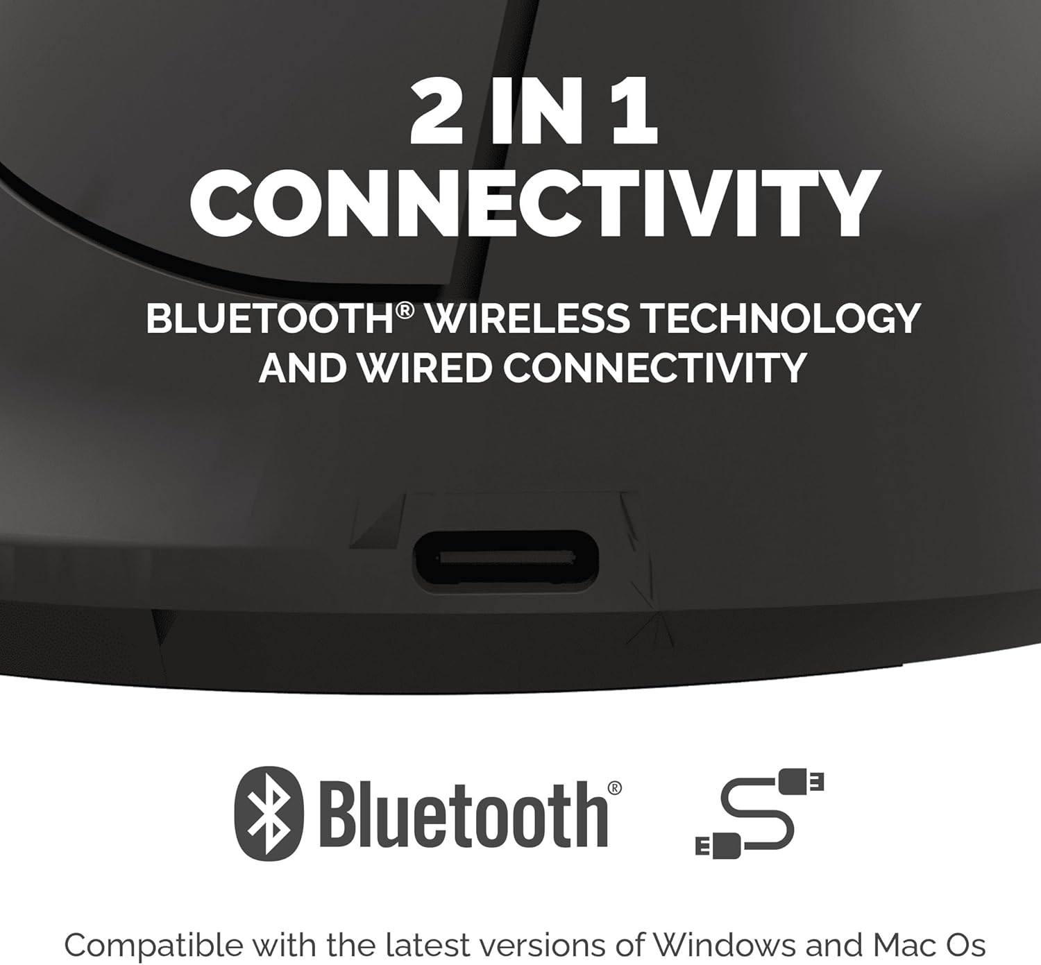 Fellowes Breyta mouse verticale ergonomico, taglia M, per destri. Bluetooth o cavo. Per laptop, PC e Mac. Materiali riciclati, batteria ricaricabile, 3 pulsanti, 800/1200/1600 DPI